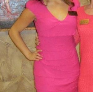 Laundry by Shelli Segal Tiered Pink Ruffle Dress